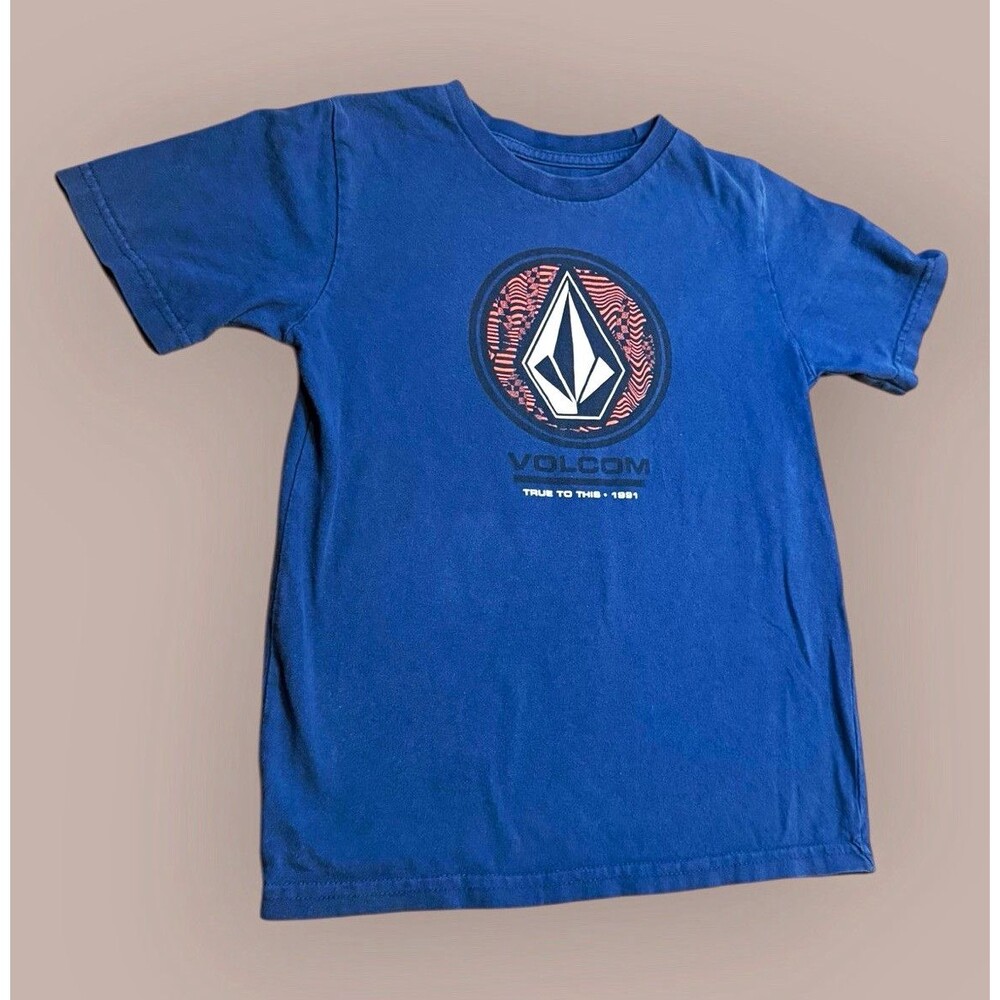 Volcom Men's Blue Logo Graphic Print T-Shirt Crew Neck Short Sleeve Sz XS/S